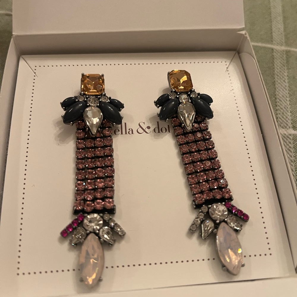 NWT Stella & Dot Magnifique Convertible Crystal Drop Earrings